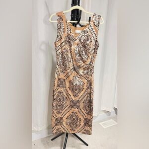Maria Bonita Chic Tan and Black Patterned Mini Dress